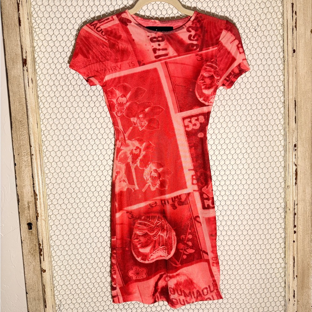 Miaou Red Graphic Mini Dress